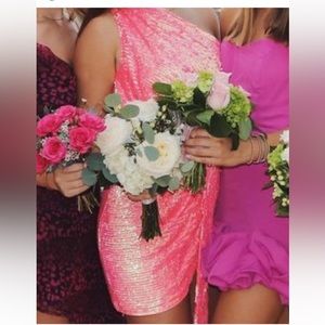 ASOS pink sequin dress